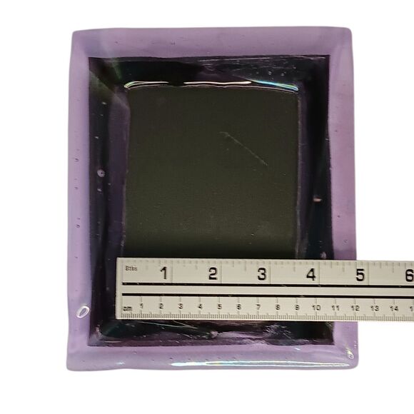 Purple Two Toned Art Glass Picture Frame Handmade Signed O'Shea 6"x7 Photo 3.5x5 - Picture 10 of 13
